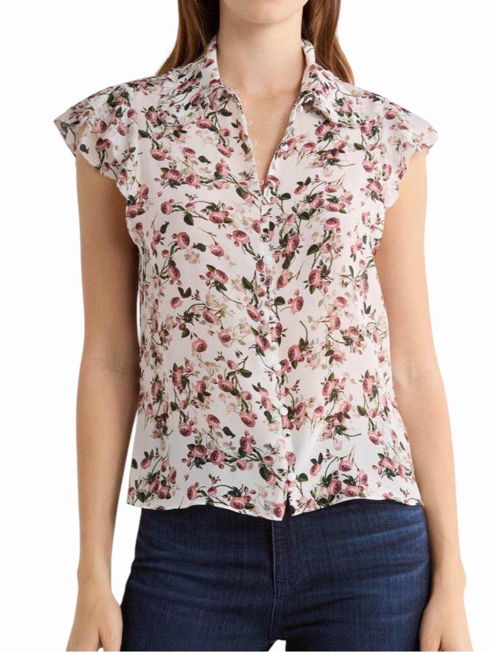 Alice + Olivia Floral Button Front Blouse XS NWT